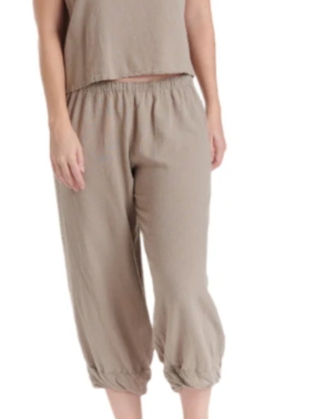 Oh My Gauze! Crystal Pants Taupe Size 2 L / XL Cotton Lagenlook